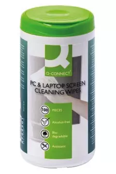 Een Q-CONNECT reinigingsdoekjes voor PC- en notebookschermen antistatisch pak van 100 doekjes koop je bij ShopXPress