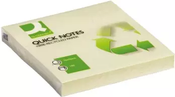 Een Q-CONNECT Quick Notes Recycled, ft 76 x 76 mm, 100 vel, geel koop je bij ShopXPress