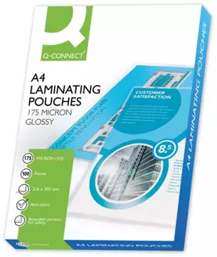 Een Q-CONNECT lamineeretui A4 2x 175 micron 100 stuks koop je bij ShopXPress