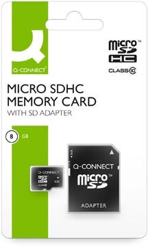 Een Q-CONNECT microSD geheugenkaart, met SD-adaptor, 8 GB koop je bij ShopXPress