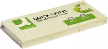 Een Q-CONNECT Quick Notes Recycled, ft 38 x 51 mm, 100 vel, pak van 3 blokken, geel koop je bij ShopXPress