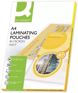 Een Q-CONNECT lamineeretui A4 2x 80 micron mat 100 stuks koop je bij ShopXPress