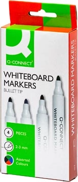 Vous pouvez acheter un Q-CONNECT marqueur pour tableaux blancs, en couleurs assorties, boîte de 4 pièces chez Supplierz BV