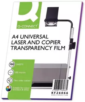 Een Q-CONNECT overhead transparanten voor laserprinter, ft A4, pak van 100 vel koop je bij ShopXPress