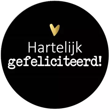 Een KP etiket "Hartelijk gefeliciteerd", diameter 40 mm, rol van 250 stuks koop je bij ShopXPress