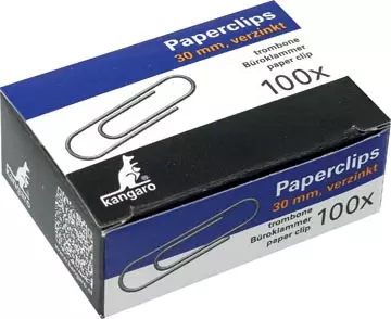 Een Kangaro papierklemmen 30 mm rond verzinkt, doos 100 stuks koop je bij ShopXPress