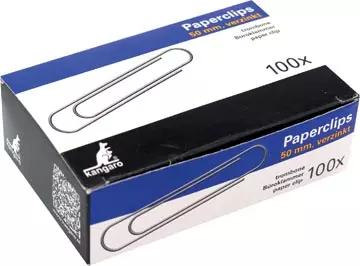 Een Kangaro papierklemmen 50 mm rond verzinkt, doos 100 stuks koop je bij ShopXPress