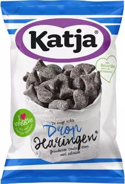 Een Katja Drop Haringen, gesuikerde zoute drop met salmiak, zak van 295 g koop je bij ShopXPress