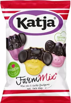 Een Katja Farm Mix snoep, mix van 3 zachte fruitgums met zoete drop, zak van 255 g koop je bij ShopXPress