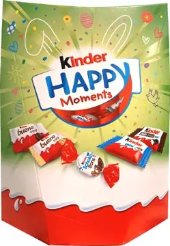 Een Kinder Happy Moments chocolade, assortiment van eitjes en mini-reepjes, pak van 184g koop je bij Supplierz BV