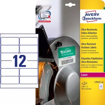 Een Avery ultra resistente etiketten voor buiten ft 99,1 x 42,3 mm (b x h), doos van 120 etiketten koop je bij ShopXPress