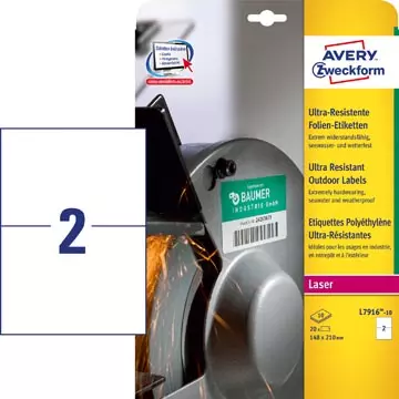 Een Avery ultra resistente etiketten voor buiten ft 210 x 148 mm (b x h), doos van 20 etiketten koop je bij ShopXPress