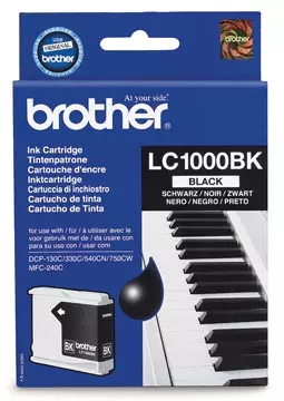 Een Brother inktcartridge, 500 pagina's, OEM LC-1000BK, zwart koop je bij ShopXPress