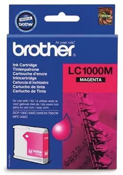 Een Brother inktcartridge, 400 pagina's, OEM LC-1000M, magenta koop je bij ShopXPress