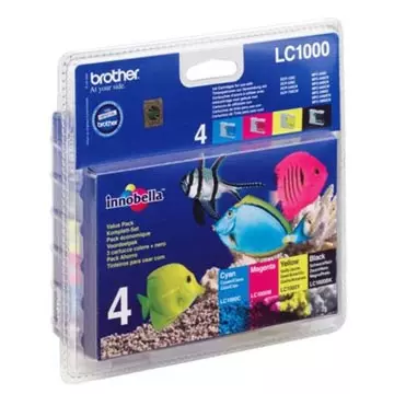 Een Brother inktcartridge, 400 pagina's, OEM LC-1000VALBP, 4 kleuren koop je bij ShopXPress