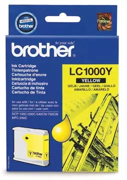 Een Brother inktcartridge, 400 pagina's, OEM LC-1000Y, geel koop je bij ShopXPress