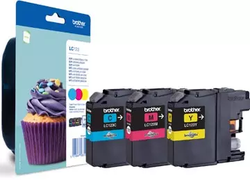 Een Brother inktcartridge, 600 pagina's, OEM LC-123RBWBP, 3 kleuren koop je bij ShopXPress