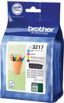 Een Brother inktcartridge, 550 pagina's, OEM LC-3217, 4 kleuren koop je bij ShopXPress