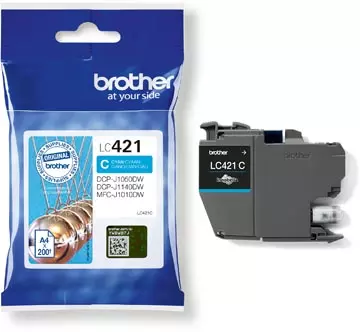 Een Brother inktcartridge, 200 pagina's, OEM LC-421C, cyaan koop je bij ShopXPress