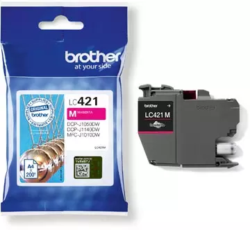 Een Brother inktcartridge, 200 pagina's, OEM LC-421M, magenta koop je bij ShopXPress
