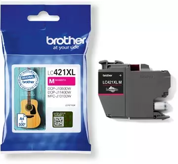 Een Brother inktcartridge, 500 pagina's, OEM LC-421XLM, magenta koop je bij ShopXPress