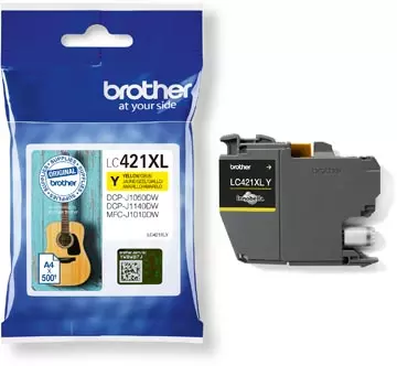 Een Brother inktcartridge, 500 pagina's, OEM LC-421XLY, geel koop je bij ShopXPress