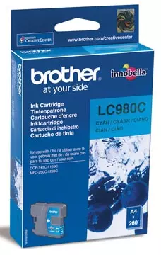 Een Brother inktcartridge, 260 pagina's, OEM LC-980C, cyaan koop je bij ShopXPress