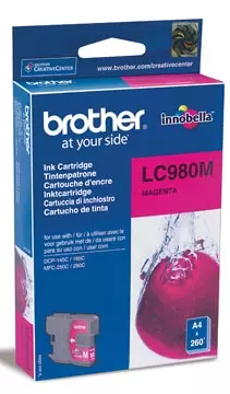 Een Brother inktcartridge, 260 pagina's, OEM LC-980M, magenta koop je bij ShopXPress