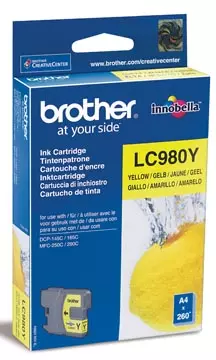 Een Brother inktcartridge, 260 pagina's, OEM LC-980Y, geel koop je bij ShopXPress