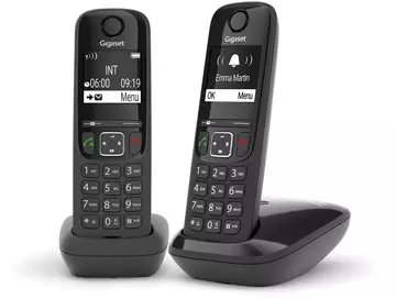 Een Gigaset AS690 Duo DECT draadloze telefoon, met extra handset, zwart koop je bij ShopXPress