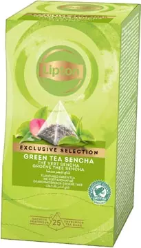 Een Lipton thee Exclusive Selection, groene thee Sencha, doos van 25 zakjes koop je bij ShopXPress