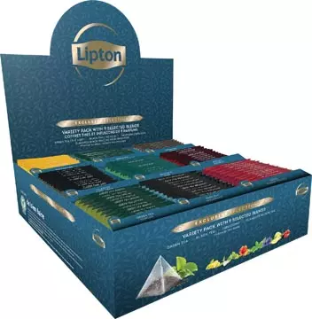 Een Lipton thee assortiment Exclusive Selection, 9 smaken, display van 108 zakjes koop je bij ShopXPress