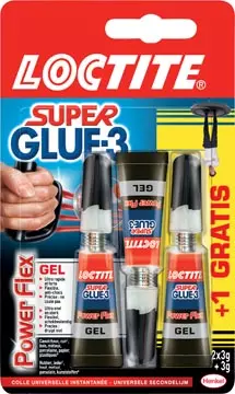 Een Loctite secondelijm Power Flex, 2 + 1 gratis, op blister koop je bij ShopXPress