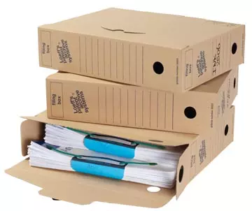 Een Loeff's archiefdoos Filing Box 345x250x80 mm, pak van 50 stuks koop je bij ShopXPress