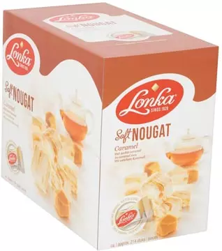 Een Lonka Nougat, per stuk verpakt, 12g, doos van 214 stuks, caramel koop je bij ShopXPress