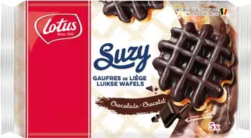 Een Lotus Suzy luikse wafel met chocolade, 57,6 g, pak van 5 stuks koop je bij ShopXPress