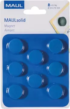 Een MAUL magneet Solid 20mm trekkracht 300gr blister 8 blauw koop je bij ShopXPress