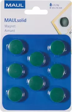 Een MAUL magneet Solid 20mm trekkracht 300gr blister 8 groen koop je bij ShopXPress