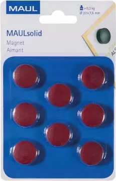 Een MAUL magneet Solid 20mm trekkracht 300gr blister 8 rood koop je bij ShopXPress