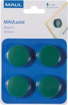 Een MAUL magneet Solid 32mm trekkracht 800gr blister 4 groen koop je bij ShopXPress