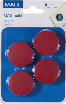 Een MAUL magneet Solid 38mm trekkracht 1,5kg blister 4 rood koop je bij ShopXPress