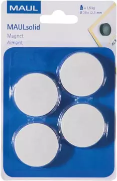 Een MAUL magneet Solid 38mm trekkracht 1,5kg blister 4 wit koop je bij ShopXPress