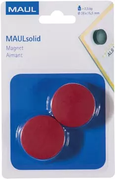 Een MAUL magneet Solid 38mm trekkracht 2.5kg blister 2 rood koop je bij ShopXPress