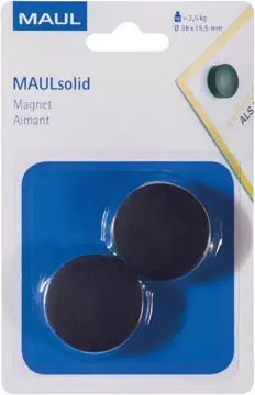 Een MAUL magneet Solid 38mm trekkracht 2.5kg blister 2 zwart koop je bij ShopXPress