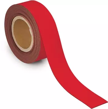 Een MAUL magnetisch etiketband beschrijf- en wisbaar, 10mtx50mm, rood koop je bij ShopXPress