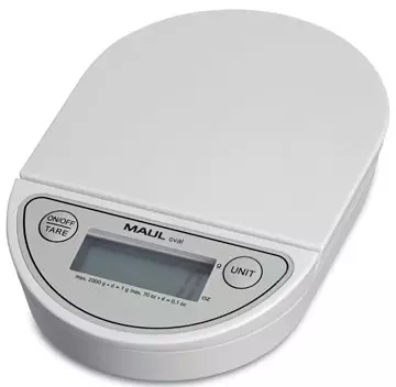 Een MAUL postweegschaal Oval 2 kg ( /1gr) incl. batterij wit koop je bij ShopXPress