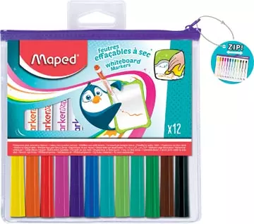 Een Maped Marker'Peps whiteboardmarker, etui met 12 stuks in geassorteerde kleuren koop je bij ShopXPress