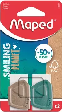 Een Maped Smiling Planet gum, 2 stuks koop je bij ShopXPress