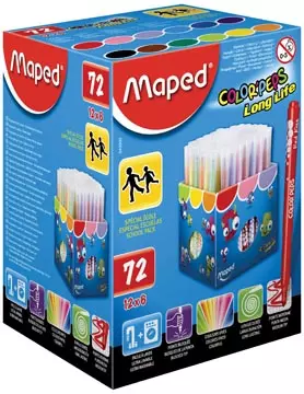 Een Maped Viltstift Color'Peps 72 stiften in een kartonnen doos (classpack) koop je bij ShopXPress