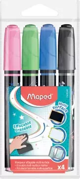 Een Maped krijtmarker, etui met 4 stuks in geassorteerde kleuren koop je bij ShopXPress